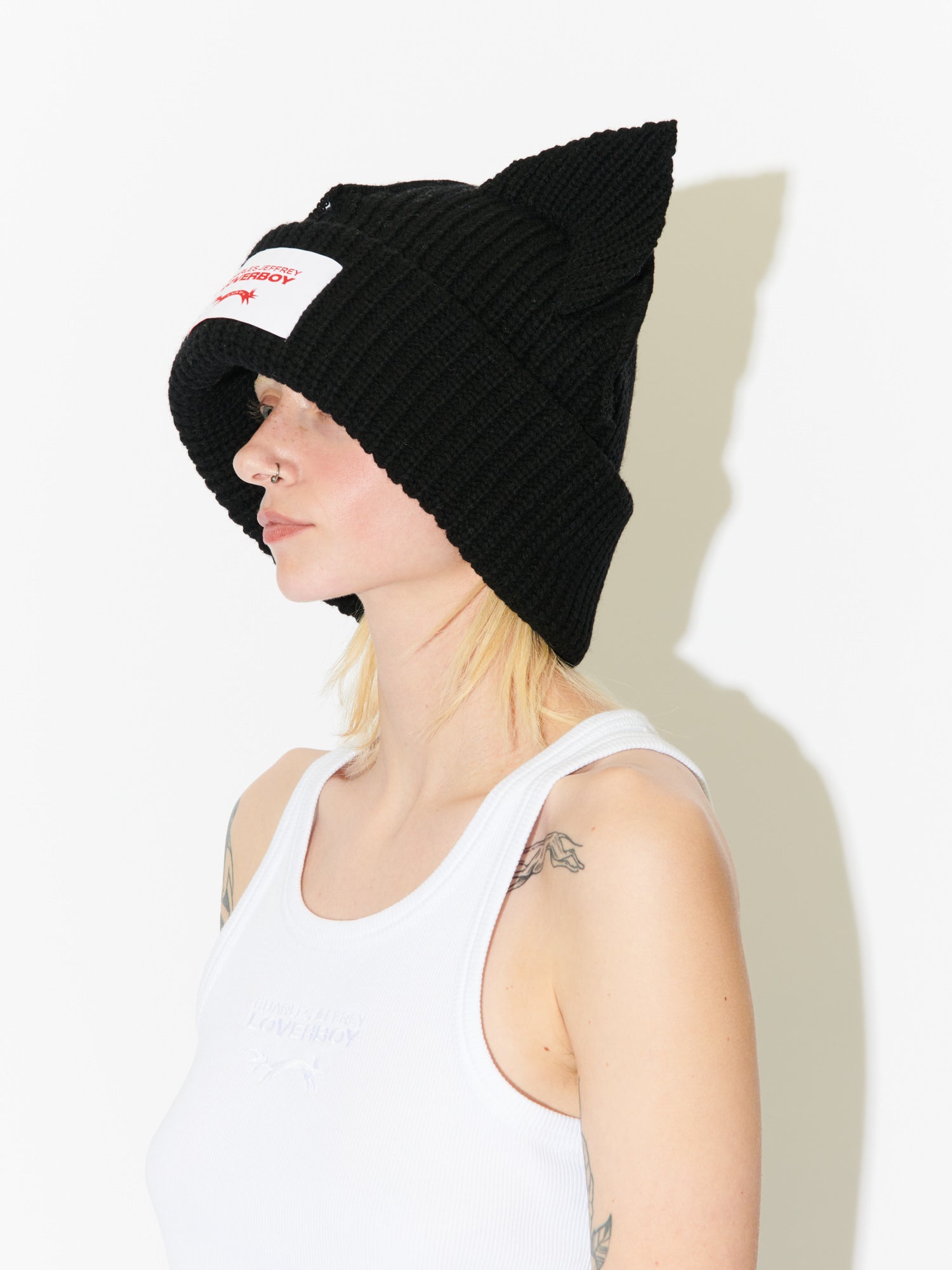 SUPERSIZED CHUNKY EARS BEANIE in BLACK - Image 4