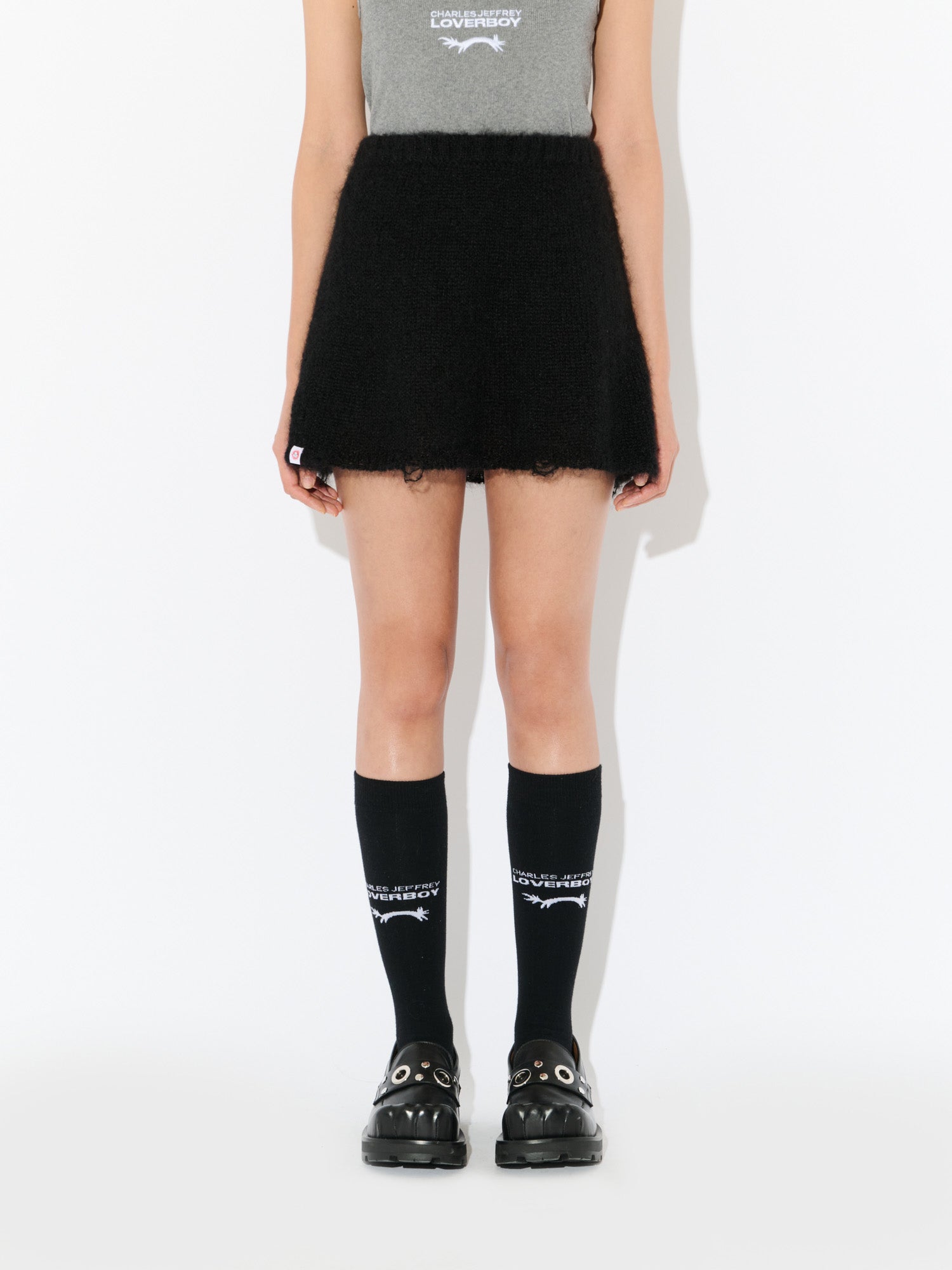 KNITTED MINI SKIRT in BLACK