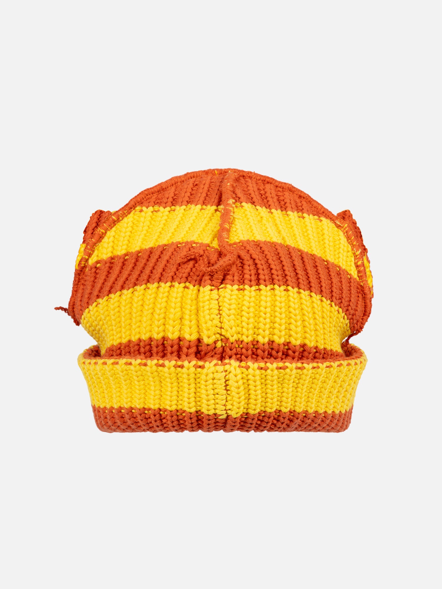 CHUNKY EARS BEANIE in YELLOW ORANGE STRIPE - Image 2
