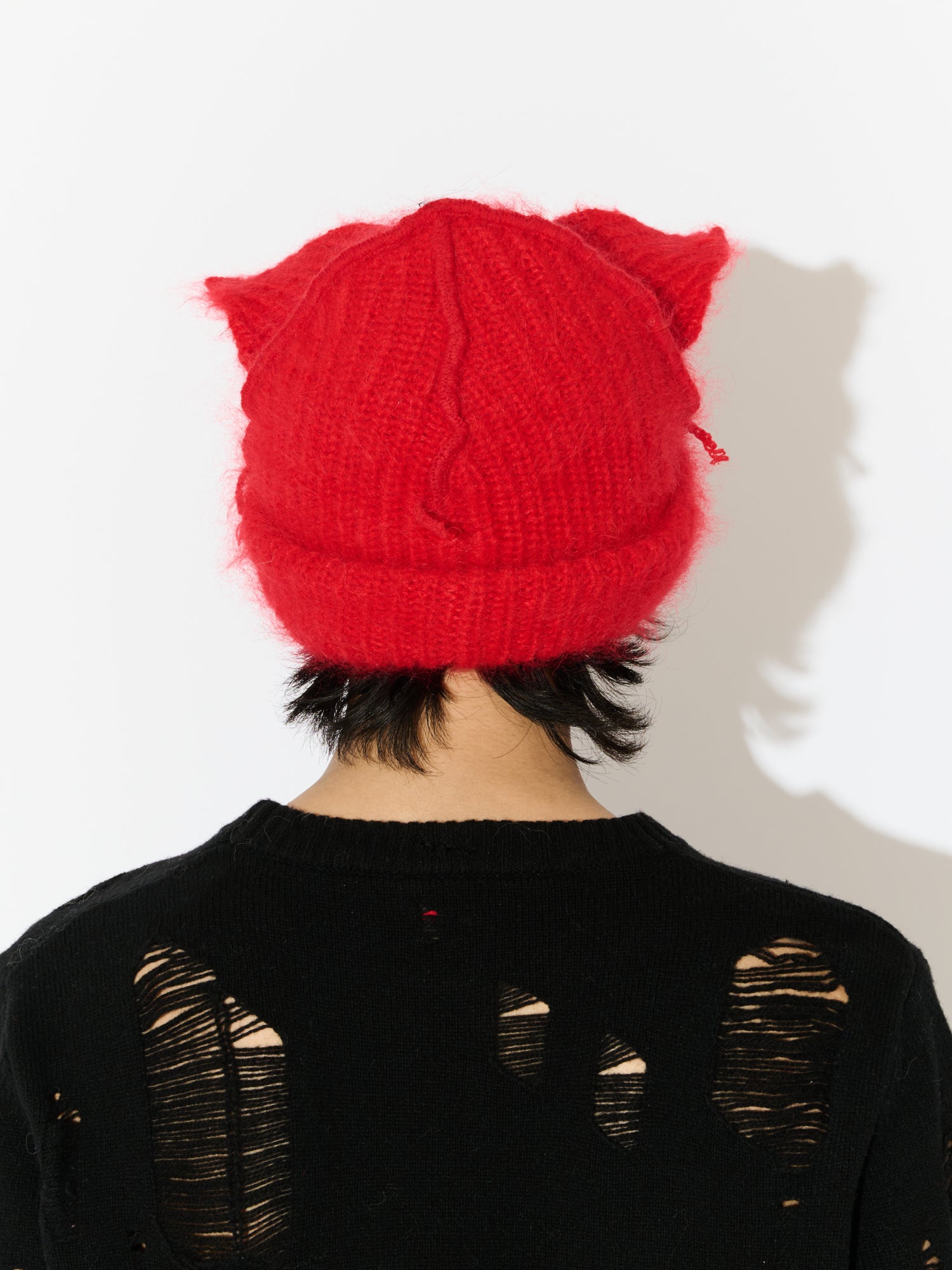 MOHAIR CHUNKY EARS BEANIE in RED - Image 5