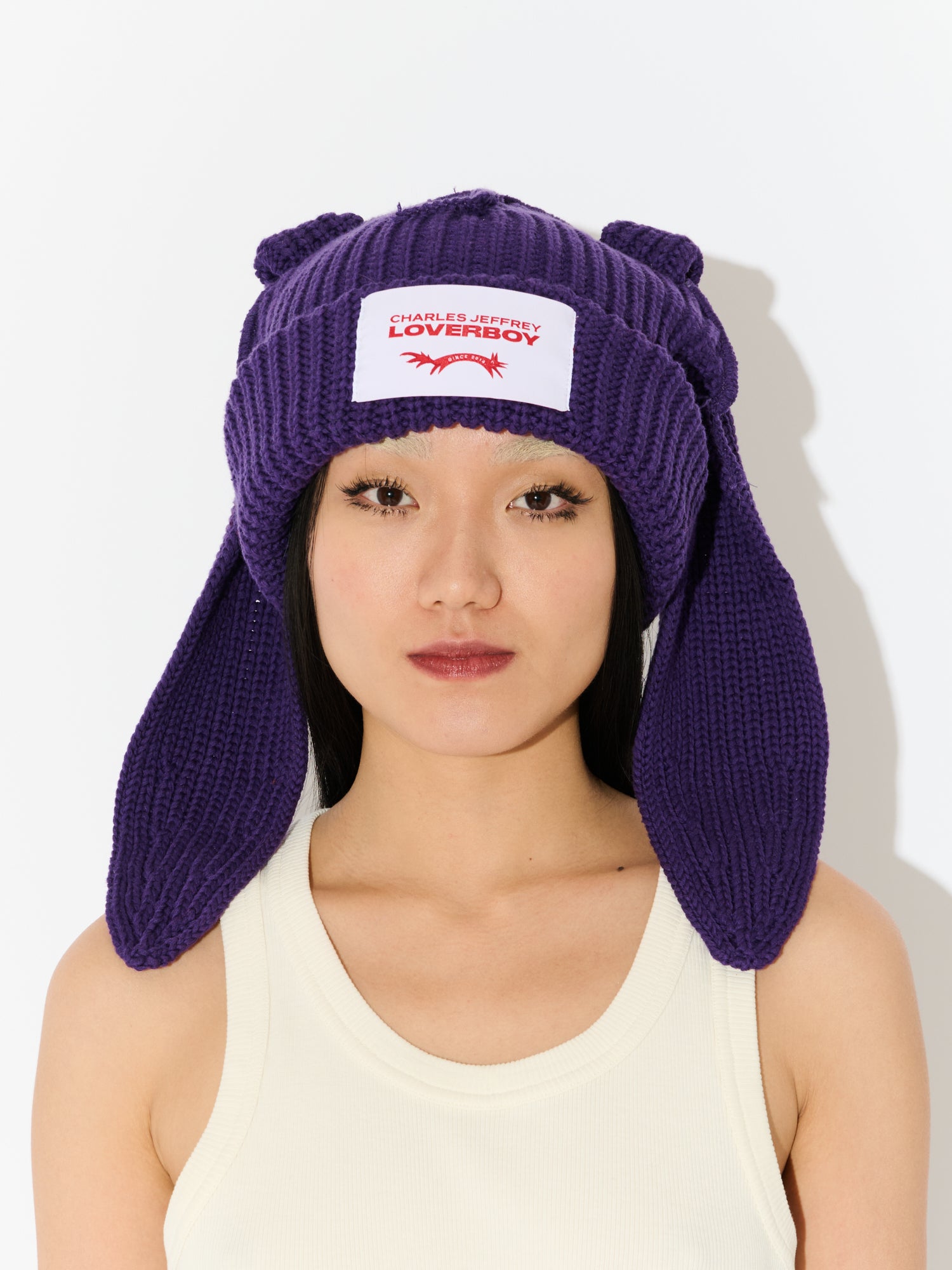 CHUNKY RABBIT BEANIE in PURPLE - Image 3
