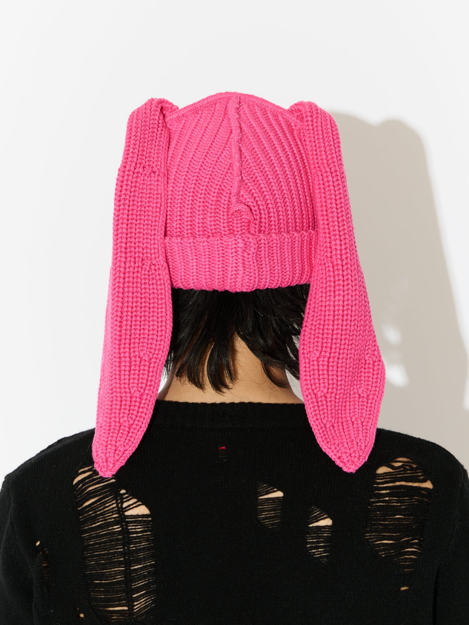 CHUNKY RABBIT BEANIE in PINK - Image 5