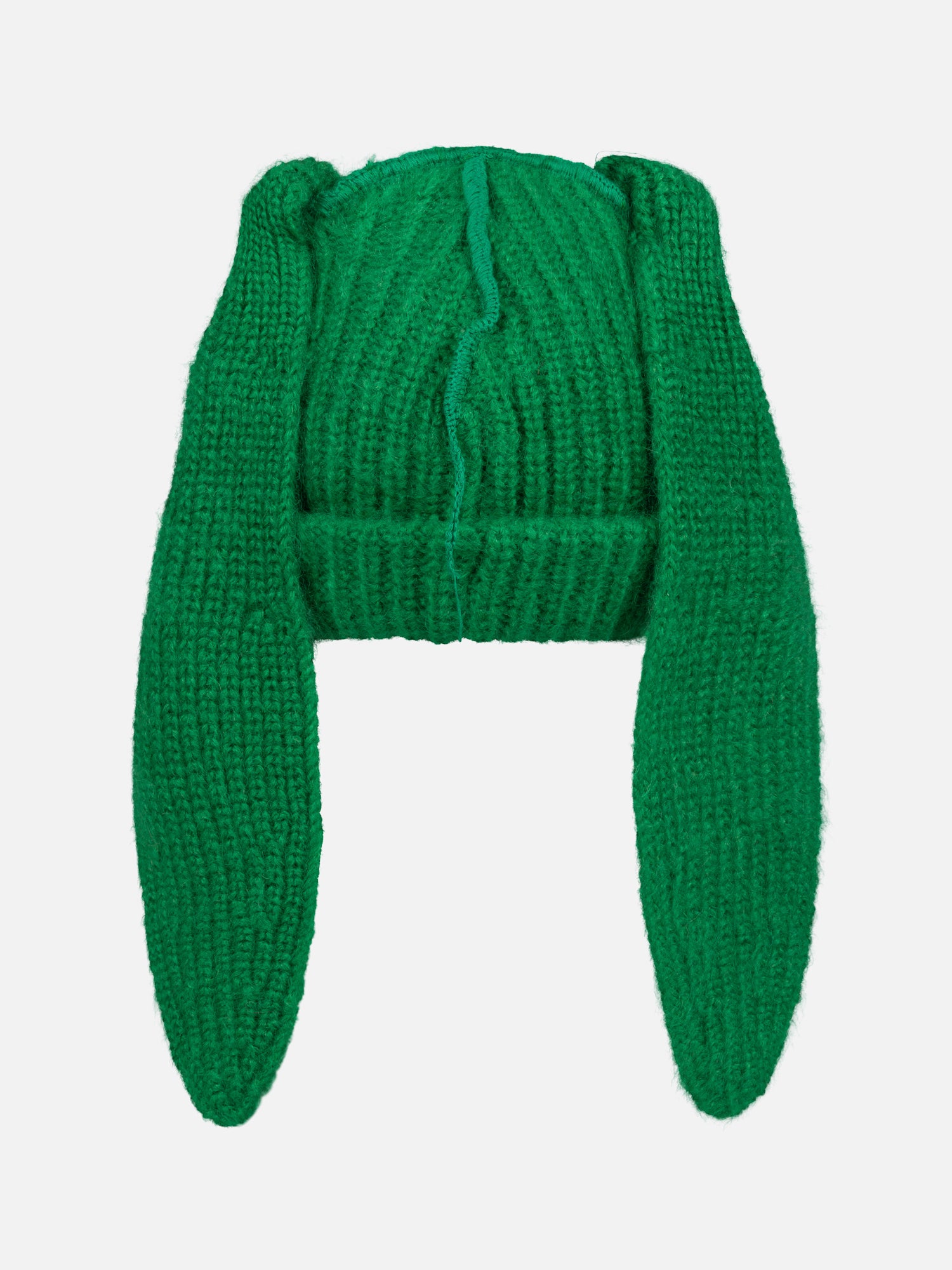 MOHAIR CHUNKY RABBIT BEANIE in GREEN - Image 2
