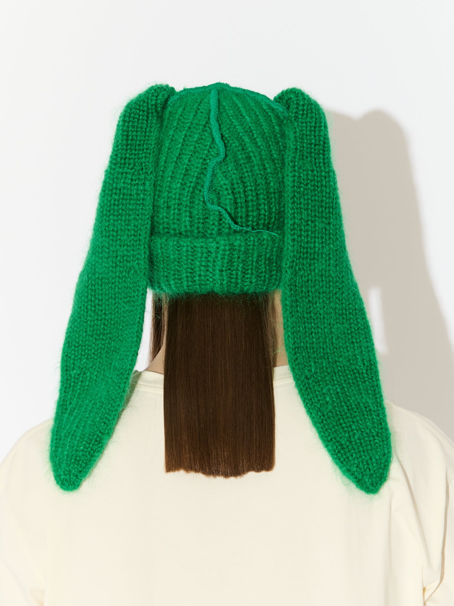 MOHAIR CHUNKY RABBIT BEANIE in GREEN - Image 5