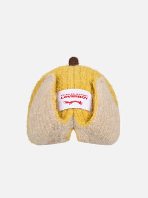 MOHAIR CHUNKY BANANA BEANIE in YELLOW ECRU