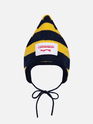 SPIKE BONNET in YELLOW NAVY BLUE STRIPE