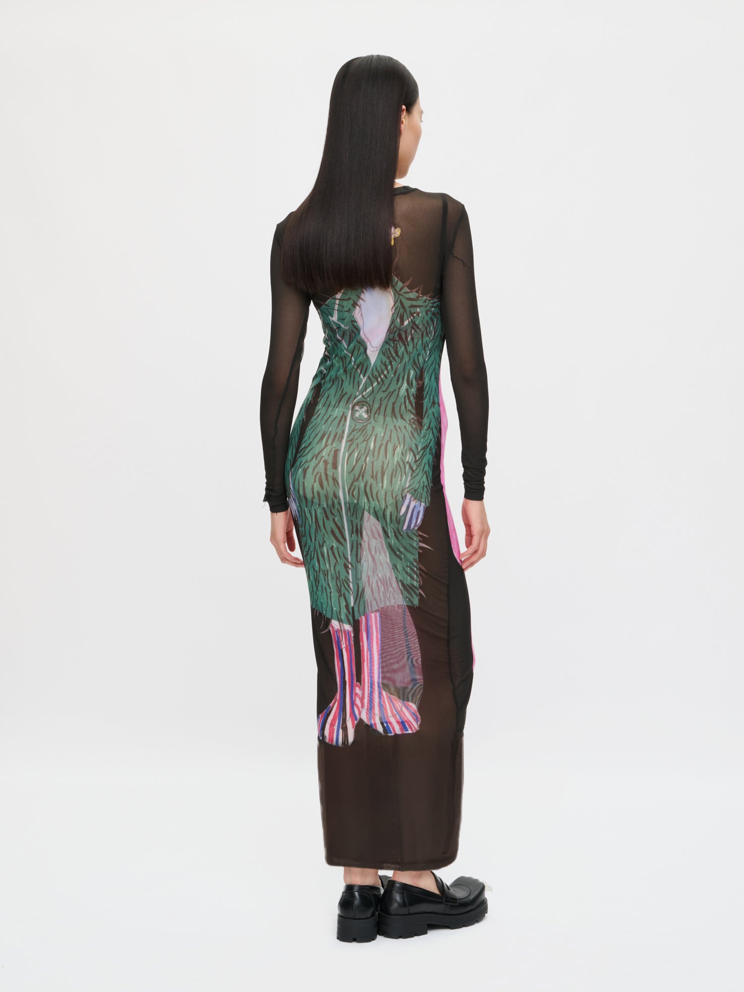 POWERMESH MAXI DRESS in BLACK MULTICOLOUR - Image 3