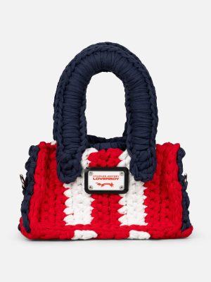 PETITE BUCKET BAG in RED WHITE NAVY