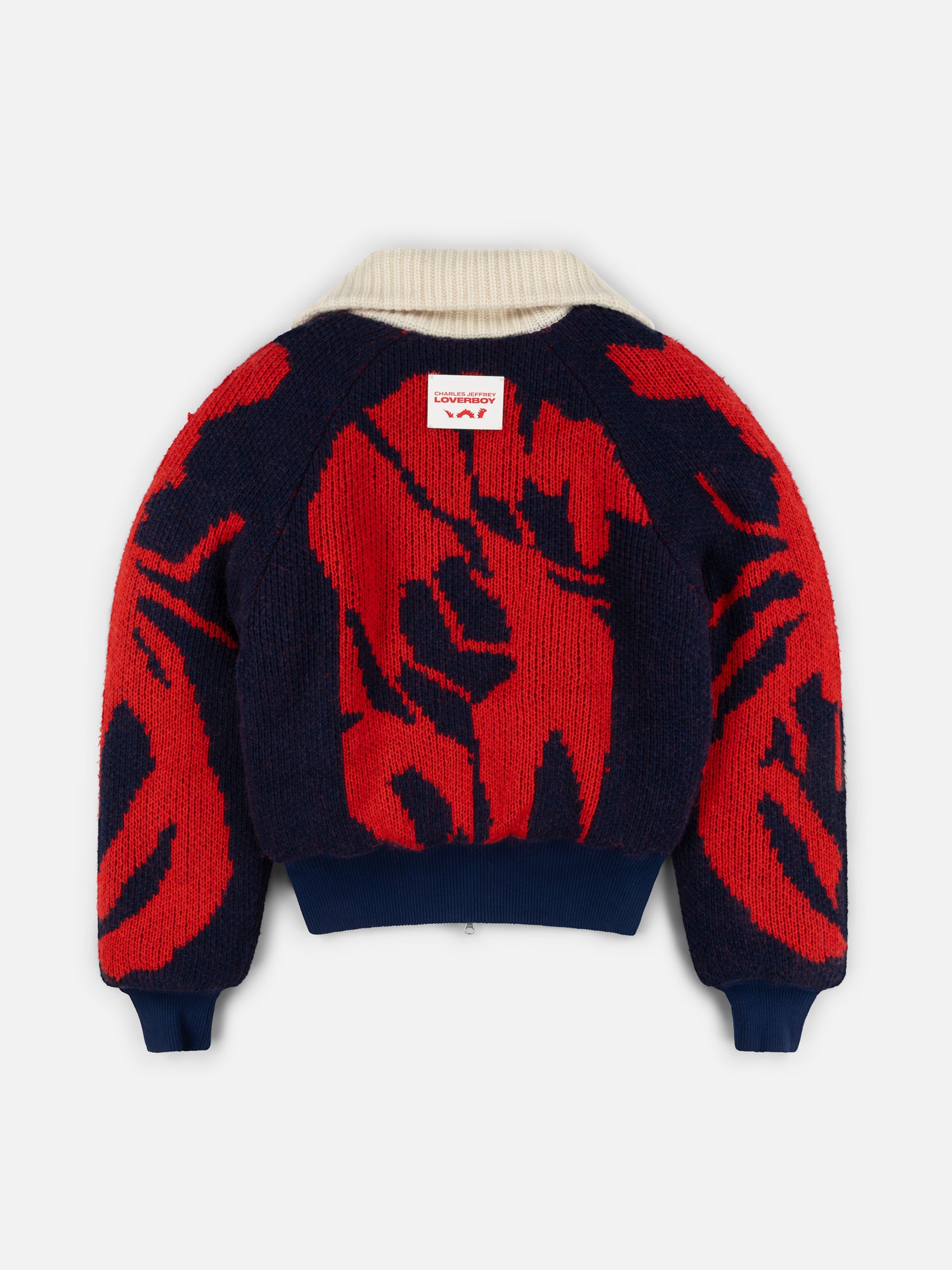 KNITTED PUFFER JACKET in RED NAVY WHITE - Image 6