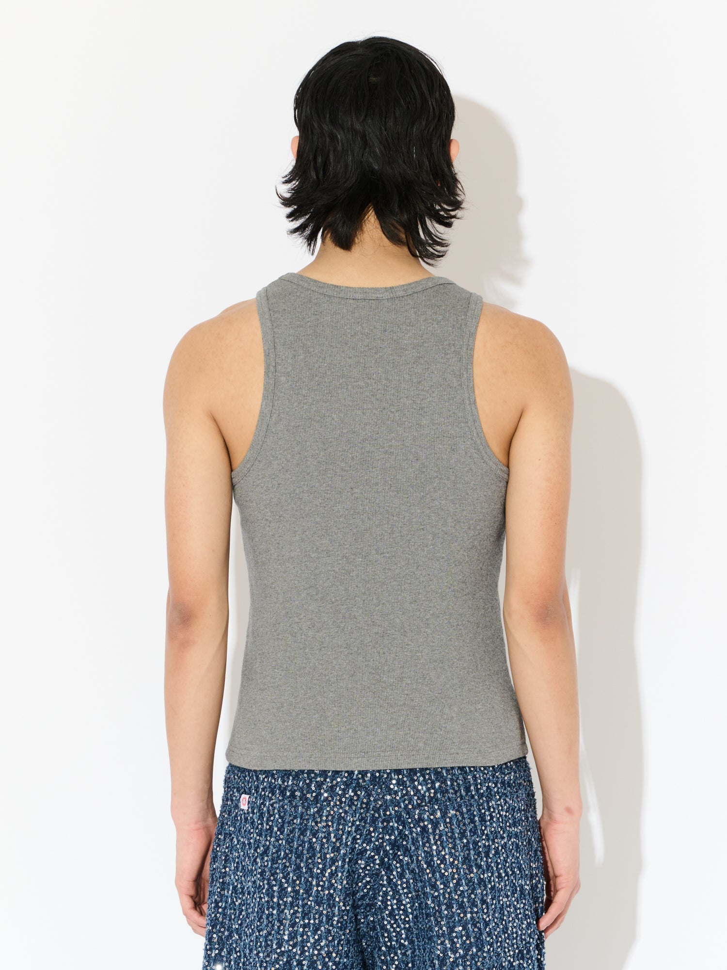 LOGO TANK TOP in GREY MARL WHITE - Image 2