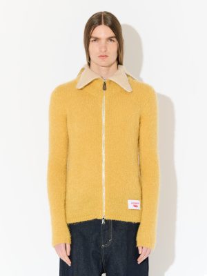 MOHAIR BANANA ZIP JUMPER in YELLOW ECRU