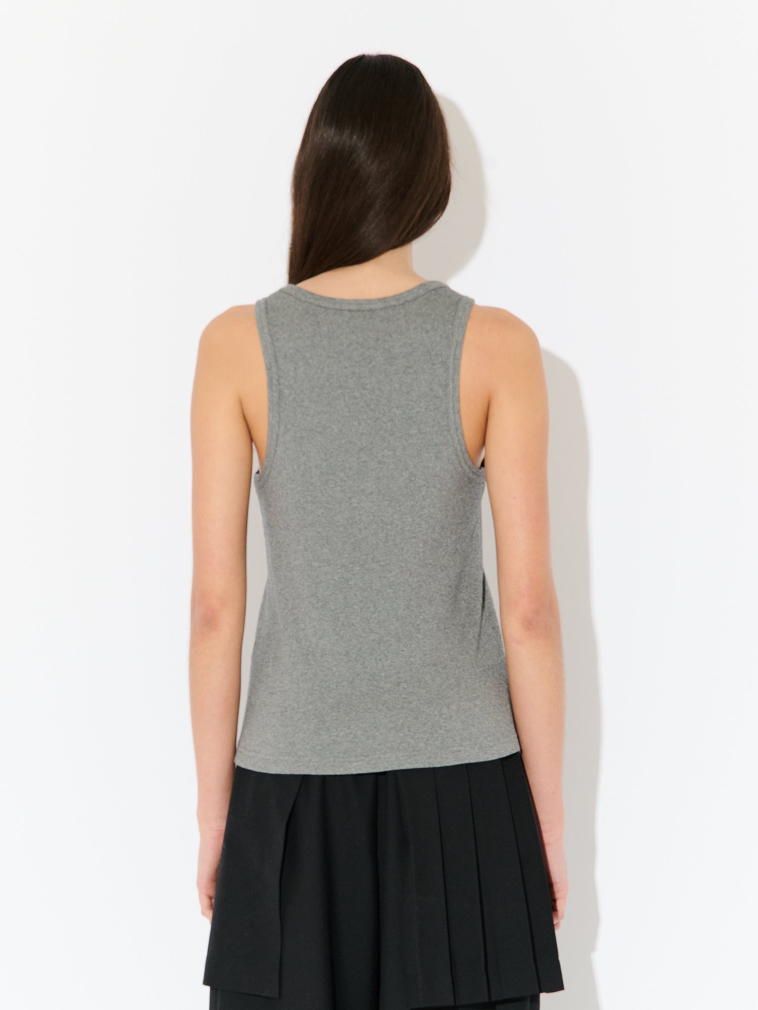 LOGO TANK TOP in GREY MARL WHITE - Image 4